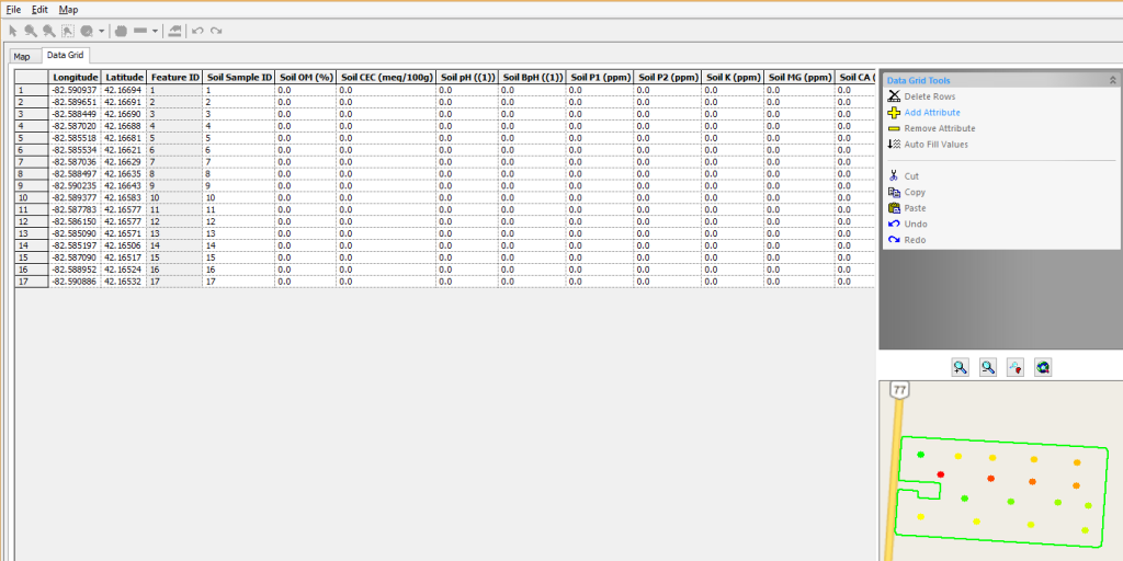 SMS Soil Sampling Data Grid Ready to Import Lab File